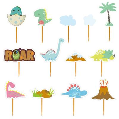 China Morden Dinosaur Cupcake Toppers for Dinosaur Theme Party and Kids Birthday Baby Shower Dinosaur Party Cupcake Toppers (13pcs) for sale