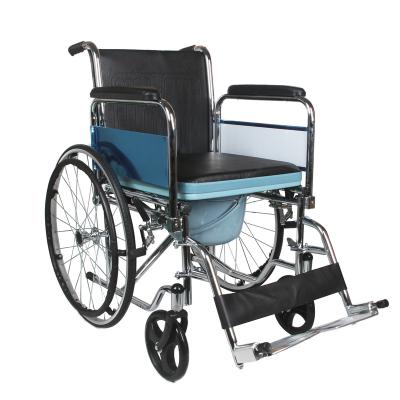 China Adjustable Elderly Disabled Steel Hospital Commode Wheelchair With 24