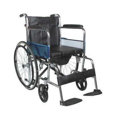 China Best Price Manual 608/809 Wheelchair Portable Foldable Commode Chair Lightweight 24 Inch Solid Tires for sale