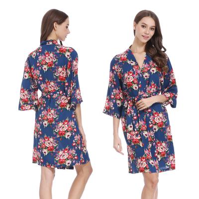 China Top Quality Breathable Cotton Rayon 100% Floral Kimono Robe for sale