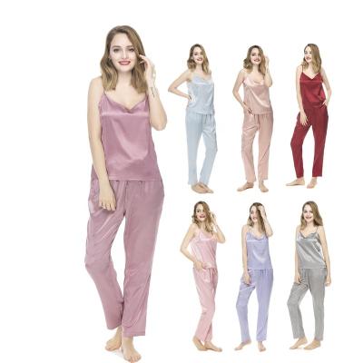 China Sexy QUICK DRY Sleeveless Satin Pajamas Sets Nightgowns Sleepwear Nightgowns for Women Ladies and Girls for sale