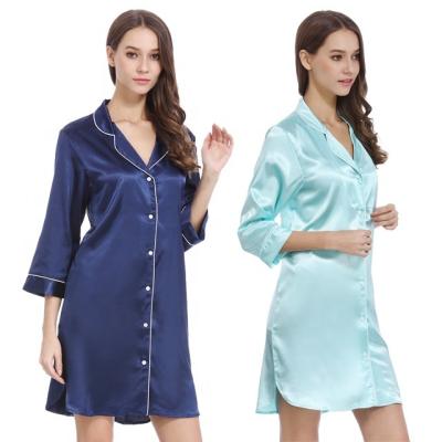 China Ladies Satin Nightgown Girl's Sexy Silk QUICK DRY Simple Nightgown Sleepwear Nightgown for sale