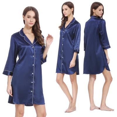 China QUICK DRY Women Fashion Silk Satin Long Nightgown Girl's Nightgown Sleepwear for sale