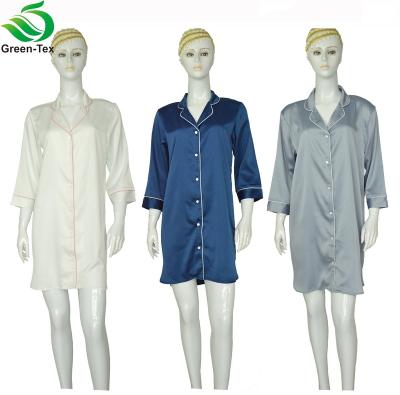 China New Breathable Women Matte Satin Robe For Sleep Wear T-shirt Oversized Nightgown for sale