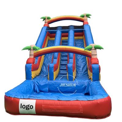 China PVC Double Lane Commercial Inflatable Water Slides With Pool For Sale for sale