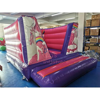 China Indoor PVC Inflatable Purple Unicorn Hot Sale Inflatable Jumping Castle Bounce House BS EN14960 Standard For Fun for sale