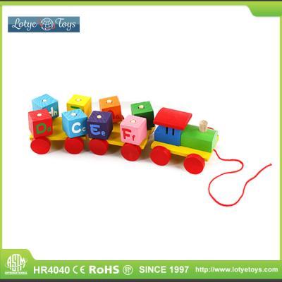 China Toy Colorful Letters Carriage Model Letters Wooden Toy Train For Children for sale