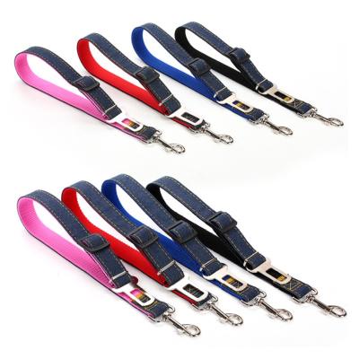 China Advance DETACHED Nylon Leash Travel Pet Safety Belt Pet Denim Pad Dog Seat Leash for sale