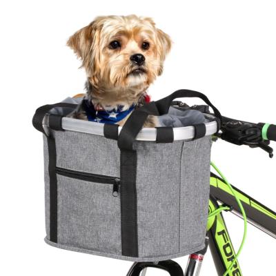 China Breathable Portable Pet Bike Carrier Bicycle Pet Basket Front Basket Bicycle With Handle for sale