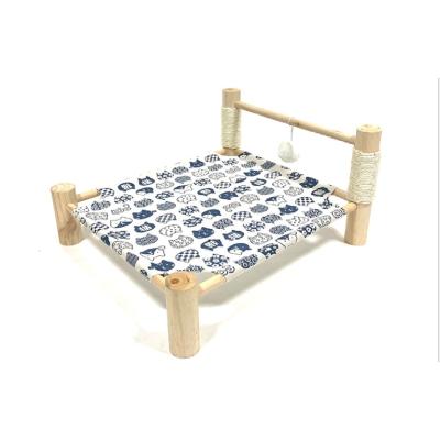 China Portable Pet Raised Sustainable Wooden Cat Bed With Detachable Scratchers Cat Bed Cat Hammock Small Dog Bed for sale