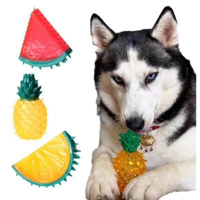 China New Viable Pet TPR Dog Toys Chew Teething Toy Cooling Fruit Vocal Dog Rubber Squeaky Chew Cat Pet Toys for sale