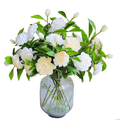 China Wholesale decorative high-grade silk flower plastic flower pots, description rose flower, artificial flowers imported from china (AM-881344-4) for sale