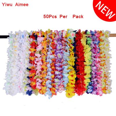 China 2018 Wholesale Hawaiian Artificial Flower Yiwu Aimee Cheap Price Flower Garland Necklaces (AM-HW10) for sale