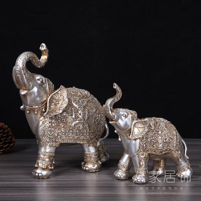 China Europe elephant crafts handicrafts elephant table ornament mother and son lucky elephant resin decoration for sale