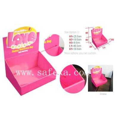 China Pink and Outstanding Cardboard Table Top Display Unit for Fashion Accessories for sale