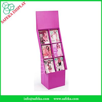 China Customized printing 6 pockets Paper material FSDU Cardboard floor Display book stand magazine display rack for sale