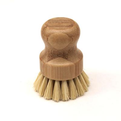 China Sustainable Palm Pot Sweep Waster Eco-Friendly Bamboo Round 3 Pack Mini Dish Brush Natural Scrub Sweep Scrubber Durable Cleaning Kit for sale