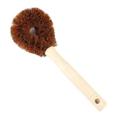 China Wholesale Sustainable Beech Coconut Wood Bamboo Sisal Customized Logo Kitchen Pan Dish Bottle Pot Handle Wooden Cleaning Brush for sale