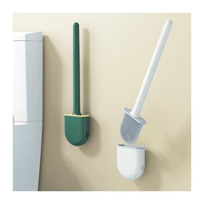 China Durable Silicone Brush And Holder Set Disposable Refill Cleaner With Wall Mounted Toilet Cleaning Brushes For Bathroom for sale