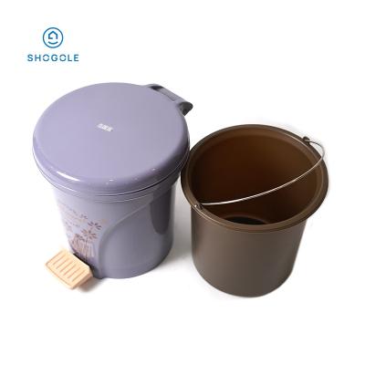 China New Sustainable SHOGOLE Trash Can Garbage Bin Waste Bin PP Waste Basket With Lid For Kitchen Smart Bathroom Around Morden Cabinet Household Large for sale