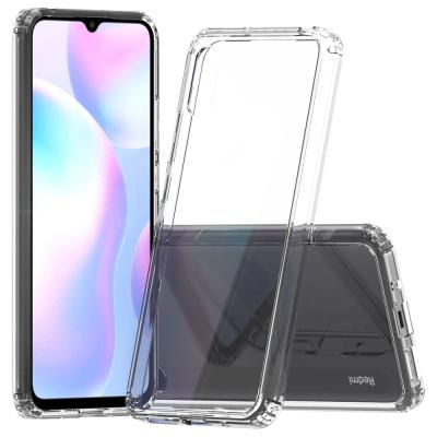 China Anti-Yellow Transparent Hybrid Drop Protection TPU+PC Hybrid Cell Phone Cover Shockproof Case For Redmi 9A for sale