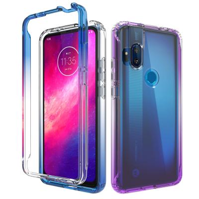 China Drop Full Body Back Cover 360 Protective Rainbow Gradient Transparent Mobile Cell Phone Case For Motorola One Hyper With Front Frame for sale