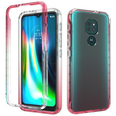 China Drop Protection Front Frame Hard PC + Transparent Flexible Two Piece TPU Back Cover Gradient Back Cover Mobile Phone Case For Moto G9 Game for sale