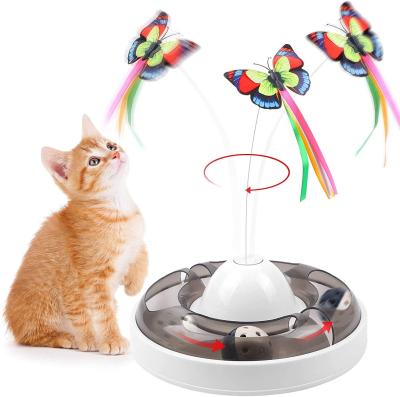 China 360 Degree Rotating Stick Bell Viable Rotating Cat Electric Funny Automatic Pet Cat Interactive Toy for sale