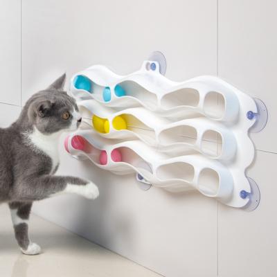 China Viable Interactive Toy Cat Sucker Window Sill Track Toy Ball Funny Pet Exercise Cat Toy Pet Three Layer for sale