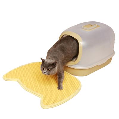 China High Quality Waterproof Urine Proof Double Layer Design Cat Litter Trapping Mat Honeycomb Easy Clean Scatter Control Stored for sale