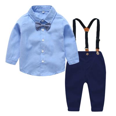 China Autumn New Design Baby Boy 2020 Breathable Overalls Long Sleeve Tie + Pants Baby Boy 2pcs Clothes Set for sale