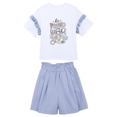 China 2021 summer new girl clothes fashion child friendly cartoon short sleeve two pieces kids clothes sets for sale