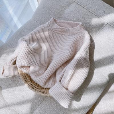 China Breathable Autumn Solid Color Baby Sweater 7 Months-6 Years Loose Casual Pullover Sweater for sale