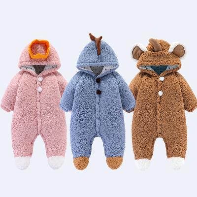 China Newborn Baby Romper Suits Baby Winter Suit Autumn Clothes Lamb Cartoon Thick Warm Skin-friendly Wool Skins for sale