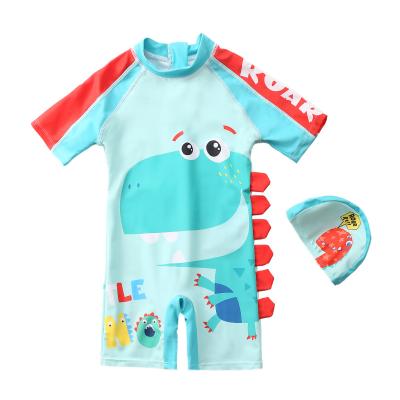 China Plus Size Summer Children's Swimsuit Boy's One-Piece With Hat Long Sleeve Swimsuit Beach Sunscreen Child Swimming Clothing for sale