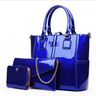 China ENGLAND STYLE Wholesale Ladies 3pcs Patent PU Leather Handbags Set Europe and USA Fashionable Ladies Handbags Set for sale