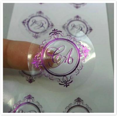 China Custom Clear Transparent Self Adhesive Blue Gold Foil Silver Foil Scratch-Off PVC Cosmetic Sticker Label for sale