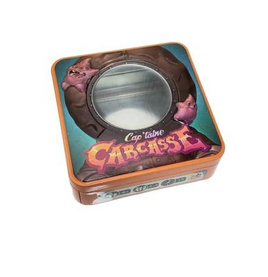 China Recyclable Tailor Made High Quality Tinplate Toy Chocolate Boxes Packing Playing Game Cards Tins With Window for sale