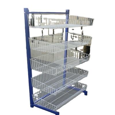 China JH Supermarket Shelf Supplier Basket Double Sided Wire Mesh Shelf for sale