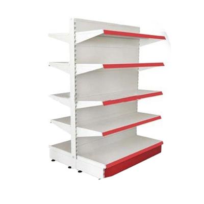 China Double Sided Plain Metal Back Panel Shopping Display Wall Shelving Island Shelf System Fittings for Supermarket and Grocery Store for sale