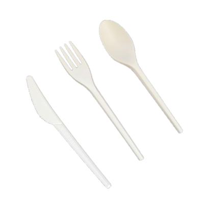 China Heavy Disposable PLA CPLA Fork Biodegradable Spoon Knife Factory Based Compostable Cutlery for sale