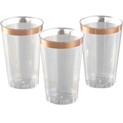 China Restaurant Coffee 10oz Shaped Tumblers Silver Rim Mugs Like Stylish Wedding Cups Party Disposable Cups for sale