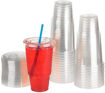 China Restaurant Hotel 32oz Disposable Plastic Cups For Iced Coffee Bubble Boba Tea Smoothie PET Cup for sale