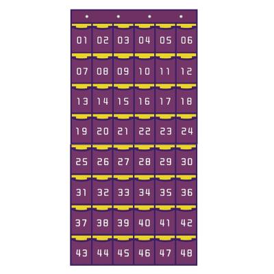 China Viable Numbered Hanging Storage Bag (48 Purple Pockets, 4 Hooks) Pocket Chart Mobile Phone Hanging Organizer for sale