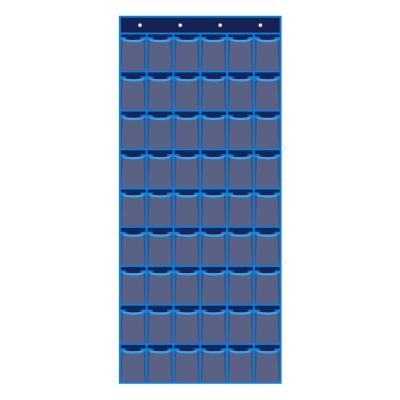 China Sustainable 54 Blue Pockets Numbered Classroom Pocket Chart For Cell Phones During Organizer 4 for sale