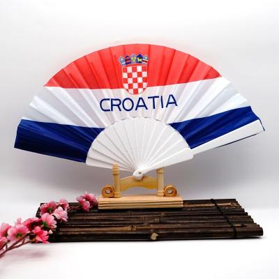 China Folk Art Custom Printed Plastic Croatia Hand Held Folding Fan for sale