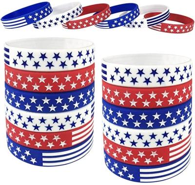 China Promotion/Gift/Party/Birthday American Flag Silicone Wristband, USA Silicone Wristbands Wristbands, American Flag White And Blue Red Wristband For Sports for sale