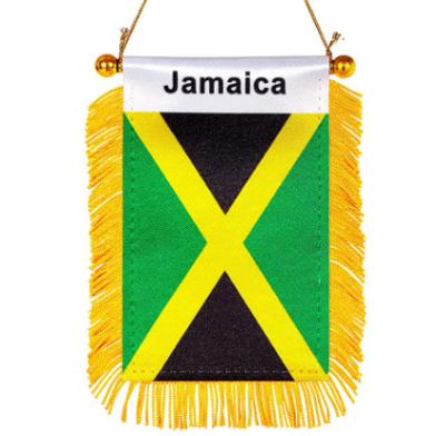 China 3 x 5 Inch Jamaica Flag Small Jamaica Flag Mini Car Flags Banners Rearview Window Mirror Hanging Decoration for sale