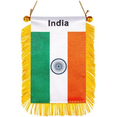 China 3 x 5 Inch Small India Flag Indian Window Flag Mini Car Flags Banners Rearview Mirror Hanging Decoration for sale