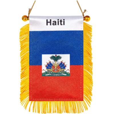 China 3 x 5 Inch Small Haiti Flag Haitian Window Flag Mini Car Flags Banners Rearview Hanging Mirror for sale